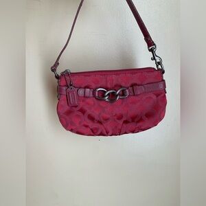 COACH BROOKE OP ART WRISTLET Mini Shoulder Bag Vtg Y2k Burgundy